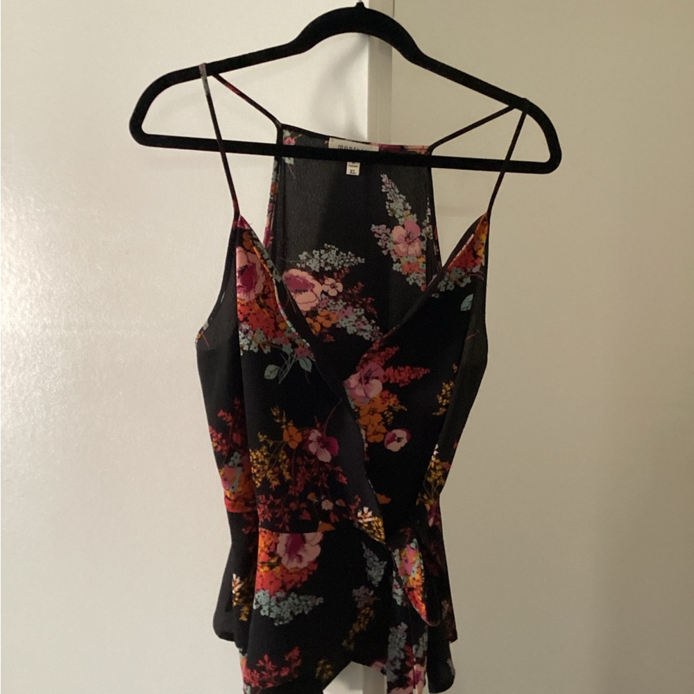 Floral Black Sleeveless Top